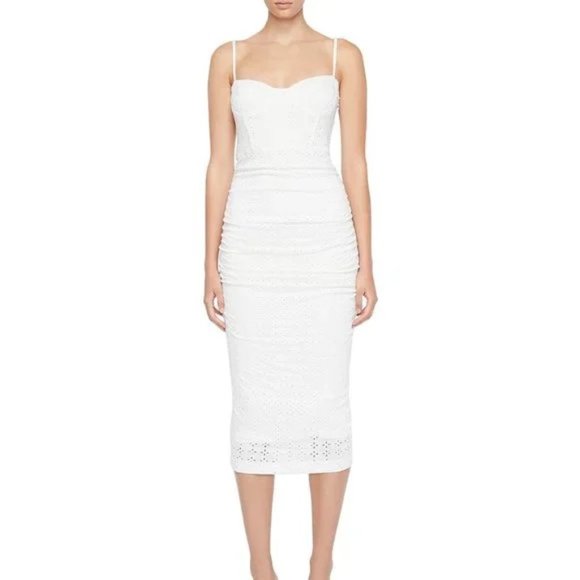 NEW | Jonathan Simkhai White Moira Bustier‎ Midi Dress Spaghetti Strap XS - $445 - Picture 1 of 13